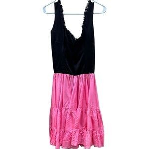 Beautiful Handmade Vintage Pink Black Coquette Lace Dresss